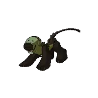 a pixel art drawing of a dog wearing a mask