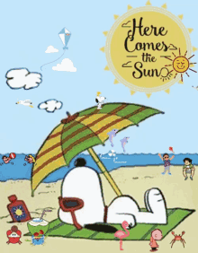 Here Comes The Sun Snoppy GIF - Here Comes The Sun Snoppy Beach GIFs