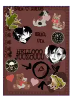 a poster that says ezra xerxes hello uta hellooo juuzouu