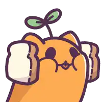 a cartoon drawing of a cat with a plant growing out of it 's head