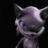 a cartoon cat with a blue eye is being held by a person