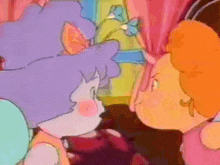 two cartoon characters are standing next to each other in front of a window