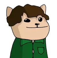 a cartoon of a dog wearing a green shirt with a pocket