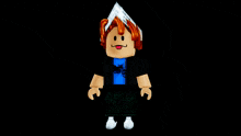 a roblox character is wearing a newspaper hat and a blue shirt