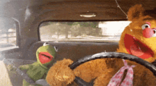 kermit driving singing happy car