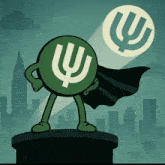 a cartoon character with arms and legs is wearing a cape with the letter p on it