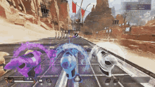 a screenshot of a video game called apex legends shows a person holding a gun