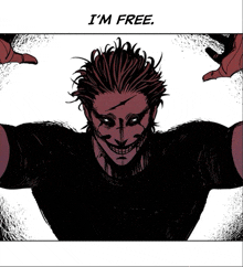 a drawing of a man with the words i 'm free on the top