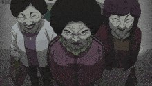 a group of cartoon characters with nods sama in the bottom right corner