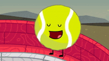 a cartoon drawing of a tennis ball with a face