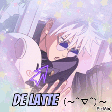 a picture of a person with the words de latte written on it