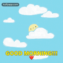 a good morning greeting card with a sun behind a cloud .
