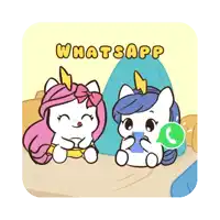 a cartoon of two unicorns sitting next to each other with whatsapp written on the bottom