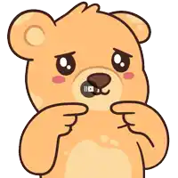 a cartoon teddy bear is making a sad face with his hands on his face