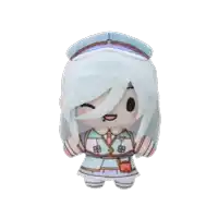 a stuffed toy of a girl with long white hair