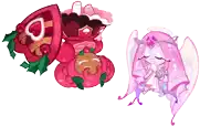 a cookie with a heart on it is next to a cookie with angel wings