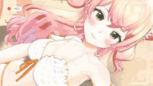 a girl with pink hair is laying on the ground with a red rec button in the corner