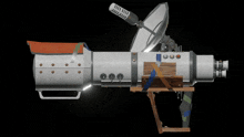 a 3d model of a satellite dish with a yellow warning sign on it