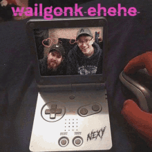 a video game with a picture of two men on it and the words nexy on it