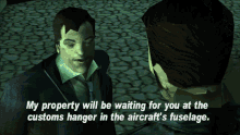 Gtagif Gta One Liners GIF - Gtagif Gta One Liners My Property Will Be Waiting For You At The Customs Hanger In The Aircrafts Fuselage GIFs