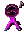 a pixel art of a purple monster with a red eye