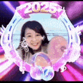 a picture of a woman in a frame with the year 2025 on it