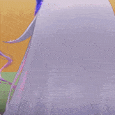 a close up of a girl with purple eyes