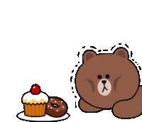 Pie Brown Sticker - Pie Brown Eating Cake Stickers