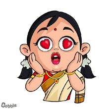 a cartoon of a woman with heart shaped eyes and the word bobble below her