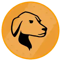 a gold coin with a dog 's face on it