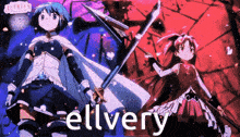 a picture of a girl with a sword and the word elvery below her