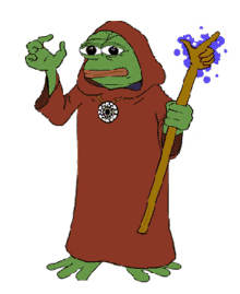 wizard pepe the frog magician sorcerer magic wand