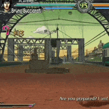 a video game is being played by bruno bucciarati