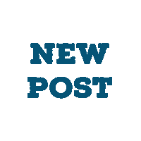 a white background with blue letters that say new post