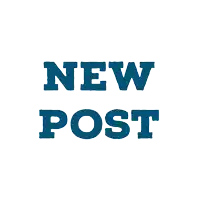 a white background with blue letters that say new post