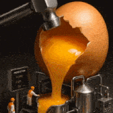 eggs are being produced in a factory with a sign that says production