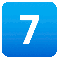 a blue square with a white number seven on it