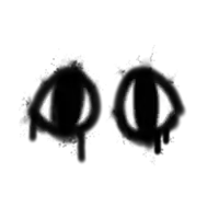a pair of black circles spray painted on a white surface .