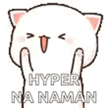 a sticker of a cat saying `` hyper na nama '' .