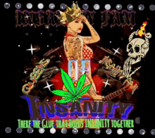a cartoon of a woman with a crown and a marijuana leaf