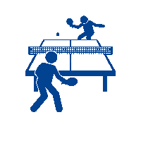 two people playing ping pong with the words wienspieltischtennis underneath them