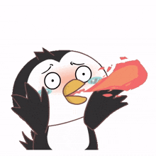 cute penguin fire mouth spicy