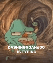 dashingtonoah600 is typing on a cartoon character