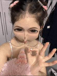 a woman making a face with her mouth open