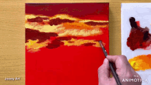 a person is painting on a canvas with a brush and the words made in animatica on the bottom