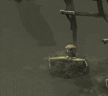 a screenshot of a video game shows a man in a straw hat