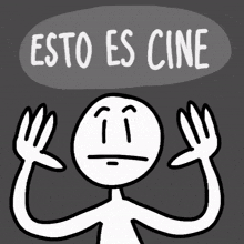 a cartoon drawing of a stick figure says esto es cine