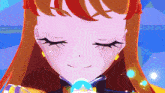 a close up of a cartoon girl 's face with her eyes closed