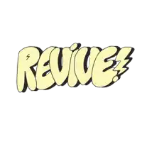 the word revive is written in yellow letters