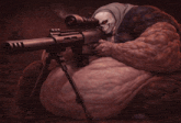 a skeleton is holding a sniper rifle with a scope